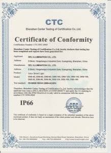 Certificat IP66