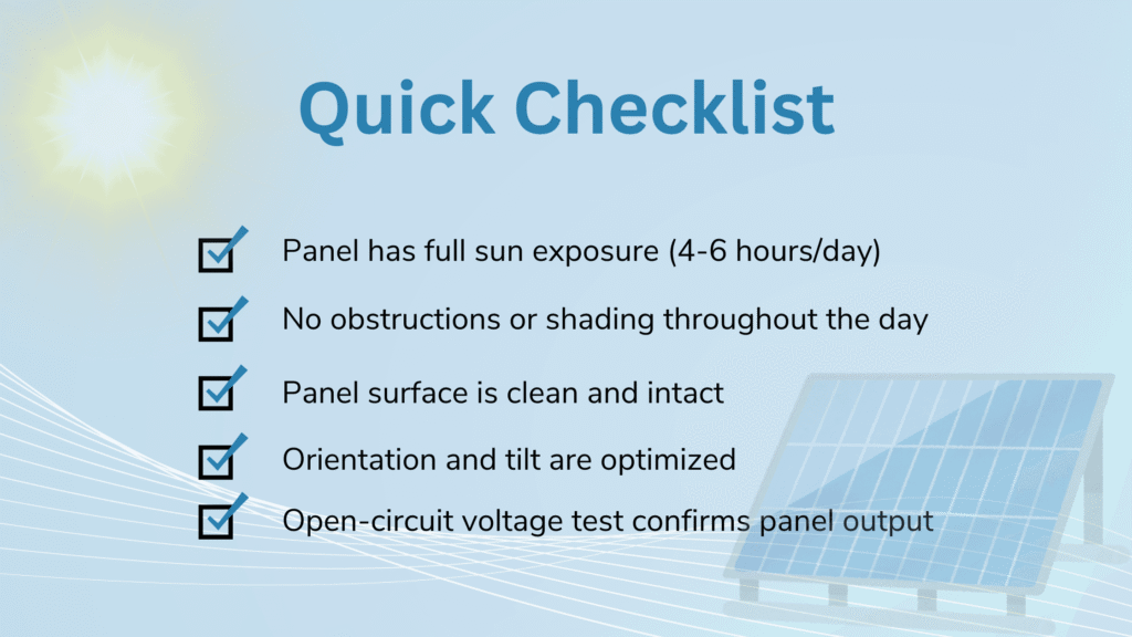 Figure 2: This figure lists the panel issues you need to look for. If these all check out and you’re still experiencing problems, the next most likely culprit is the battery. You might need a solar light battery replacement to fix the issue.