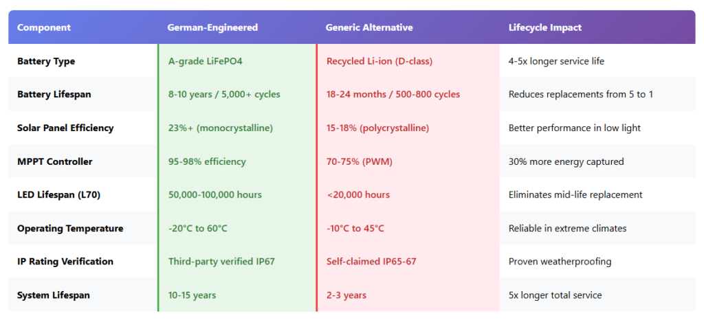 German-Engineered vs Generic Solar Street Light Components