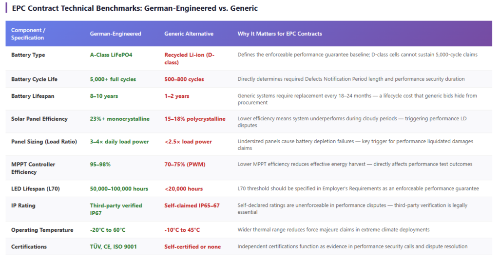 EPC Contract Technical Benchmarks