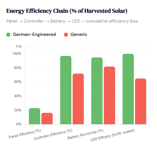 Energy Efficiency Chain (% of Harvested Solar)