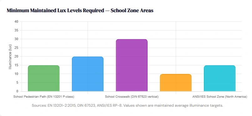 Illuminance Requirements by School Zone Area