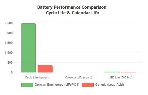 Battery Performance Comparison:
Cycle Life & Calendar Life