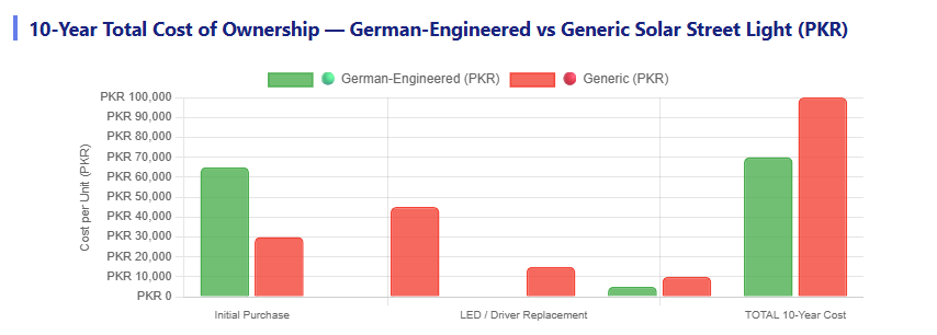 German-Engineered vs Generic Solar Street Light (PKR)